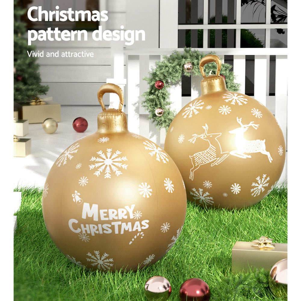 Jingle Jollys Christmas Inflatable Ball 60cm Decoration Giant Bauble Gold-Occasions &gt; Christmas-PEROZ Accessories