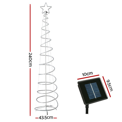 Jingle Jollys 2.4M LED Christmas Tree Solar Motif Lights 8 Modes Multi-Colour-Occasions &gt; Christmas-PEROZ Accessories