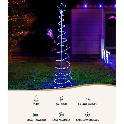 Jingle Jollys 2.4M LED Christmas Tree Solar Motif Lights 8 Modes Multi-Colour-Occasions &gt; Christmas-PEROZ Accessories