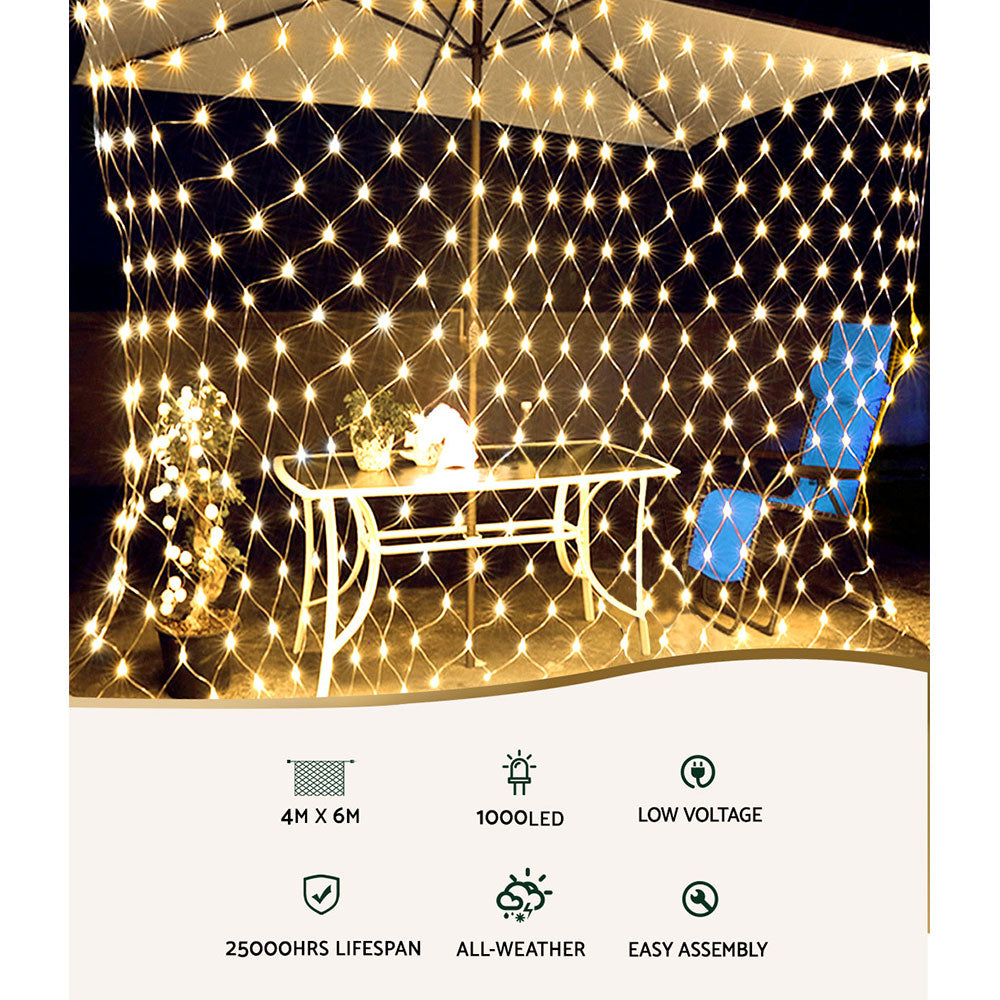 Jingle Jollys 4mx6m Christmas Net Mesh Lights 1000LED String Fairy Party Wedding-Occasions &gt; Christmas-PEROZ Accessories