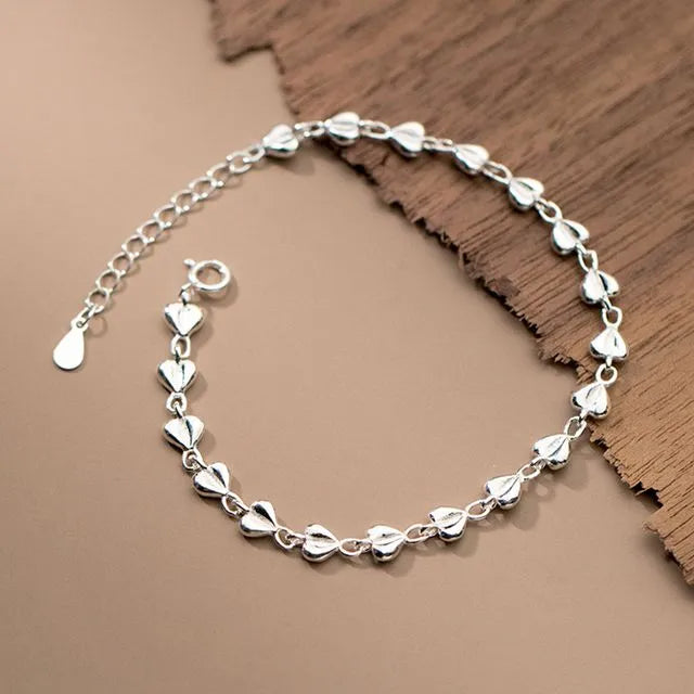 Anyco Bracelet Fashion 925 Sterling Silver Jewelry Mujeres Pulseras Heart Charm Bracelets Bangles For Women-Bracelets-PEROZ Accessories