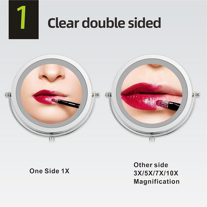 Anyvogue 7in Wall Mounted Smart LED Makeup Mirror Double Sided Touch Dimming Adjustable 7x Magnification USB Type-Makeup Mirror-PEROZ Accessories