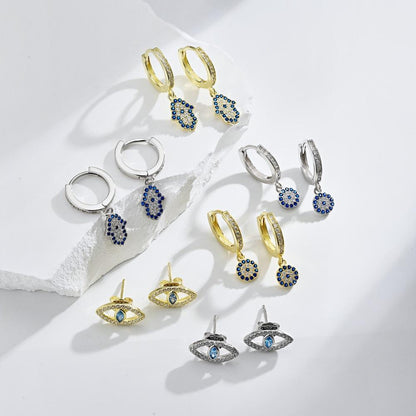 Anyco Earrings Gold Dainty Cz Cubic Zircon Blue Stone 18K Gold Plated S925 Sterling Silver Dangle Stud Earrings Jewelry Women-Earrings-PEROZ Accessories