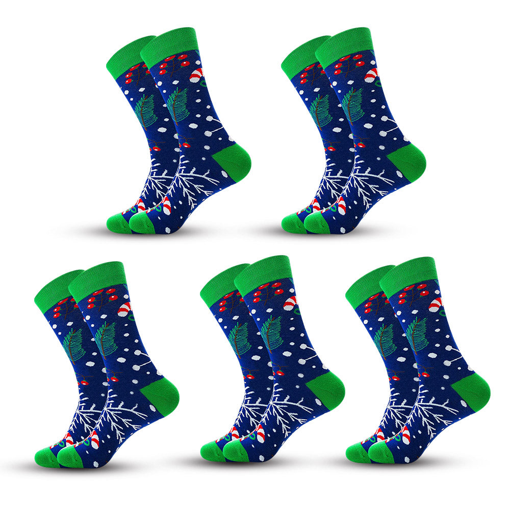 Anysox 5 Pairs Blue Green Size 5-13 Socks Crystal Silk Tide Winter Holiday Design Plus Snowflake Stocking Comfortable To Wear Perfect For Women-Socks-PEROZ Accessories