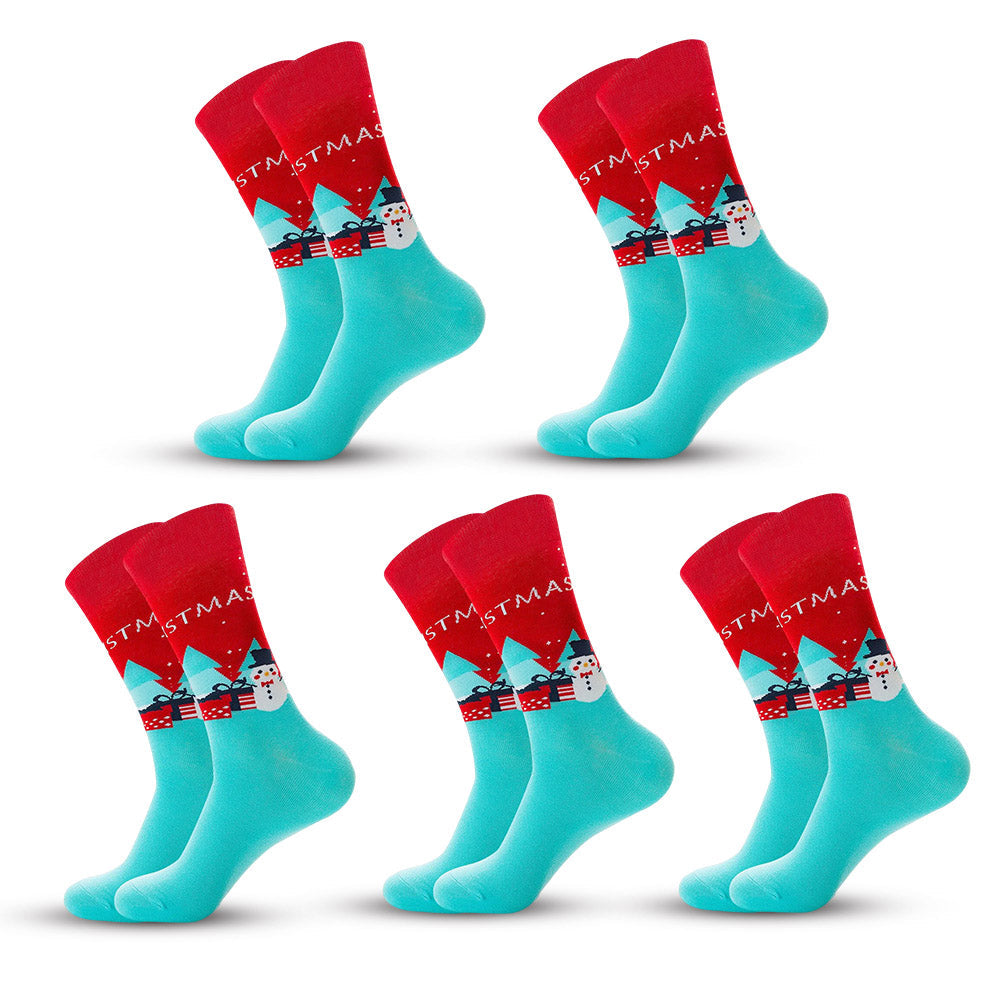 Anysox 5 Pairs Red Blue Size 5-13 Socks Crystal Silk Tide Winter Holiday Design Plus Snowflake Stocking Comfortable To Wear Perfect For Women-Socks-PEROZ Accessories