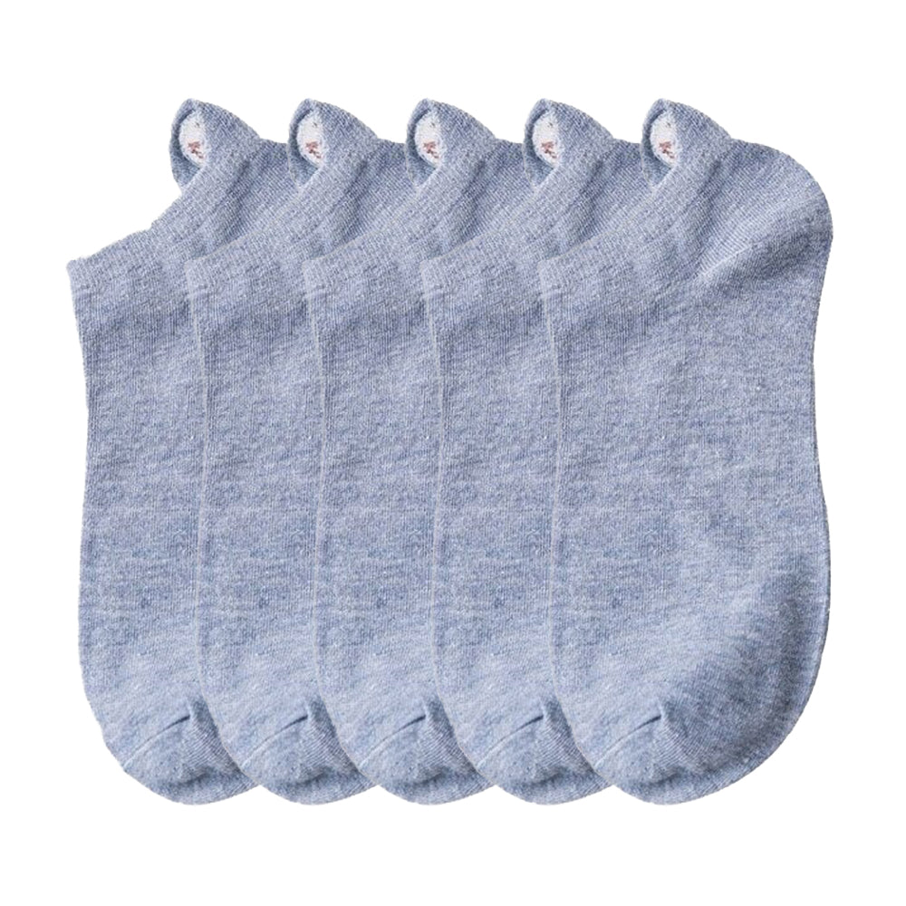 Anysox 5 Pairs One Size 4-5 Blue Fashion Funny Unisex Stereoscopic Heel Embroidered Women Candy Color Cotton Short Cute Socks-Socks-PEROZ Accessories