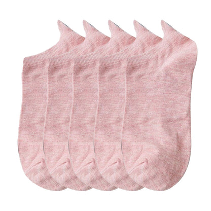 Anysox 5 Pairs One Size 4-5 Pink Fashion Funny Unisex Stereoscopic Heel Embroidered Women Candy Color Cotton Short Cute Socks-Socks-PEROZ Accessories