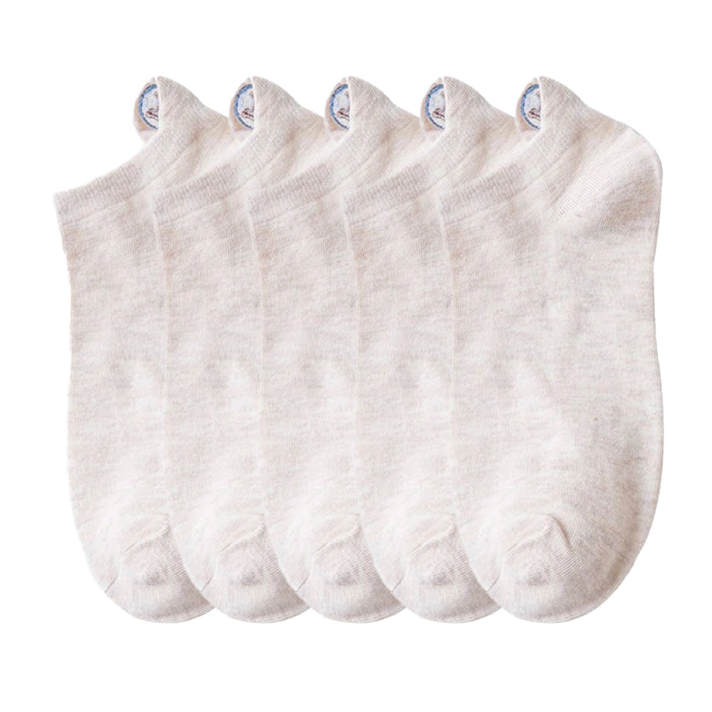Anysox 5 Pairs One Size 4-5 Beige Fashion Funny Unisex Stereoscopic Heel Embroidered Women Candy Color Cotton Short Cute Socks-Socks-PEROZ Accessories