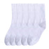 Anysox 5 Pairs White Size 4-10 Sports Socks Solid Colors Cotton Skateboard Knitted Casual Unisex-Socks-PEROZ Accessories