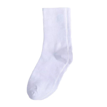Anysox 5 Pairs White Size 4-5 Sports Socks Solid Colors Cotton Skateboard Knitted Casual Unisex-Socks-PEROZ Accessories