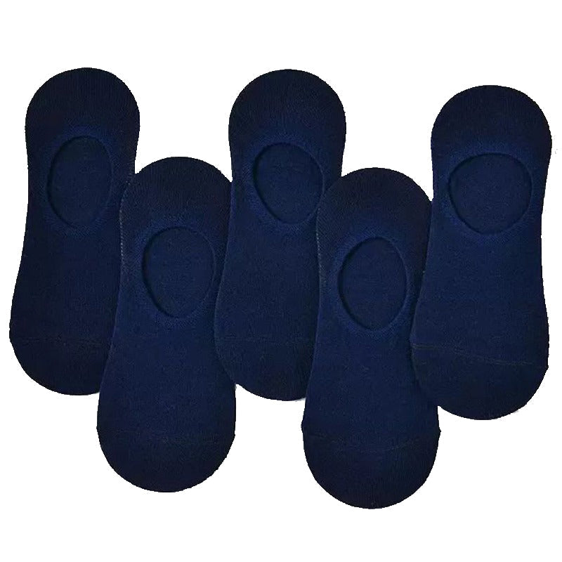 Anysox 5 Pairs Navy Blue Size 5-10 Fashion Socks High Quality Office Sports Business Long Socks Cotton Solid Colors Skateboard Knitted Casual-Socks-PEROZ Accessories