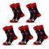 Anysox 5 Pairs Black Red Size 5-13 Socks Crystal Silk Tide Santa Tag Winter Holiday Design Snowflake Stocking Comfortable To Wear-Socks-PEROZ Accessories