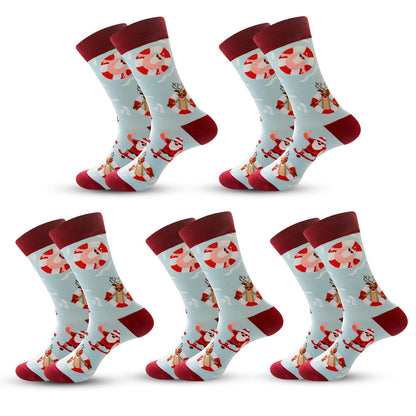 Anysox 5 Pairs Red and Light Blue Size 5-13 Socks Crystal Silk Tide Winter Holiday Plus Snowflake Stocking Comfortable To Wear-Socks-PEROZ Accessories
