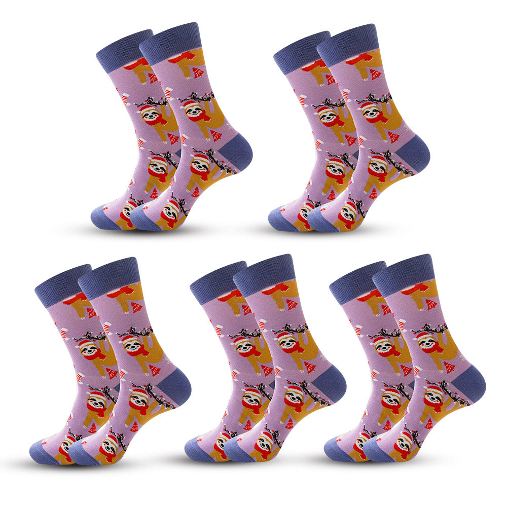Anysox 5 Pairs Violet Size 5-13 Socks Crystal Silk Tide Winter Holiday Design Plus Snowflake Stocking Comfortable To Wear-Socks-PEROZ Accessories