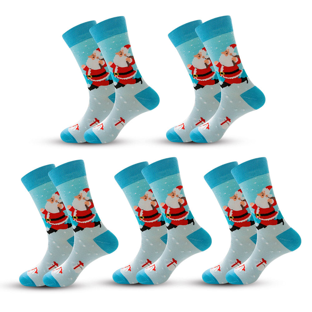 Anysox 5 Pairs Sky Blue Size 5-13 Socks Crystal Silk Tide Winter Holiday Design Plus Snowflake Stocking Comfortable To Wear-Socks-PEROZ Accessories