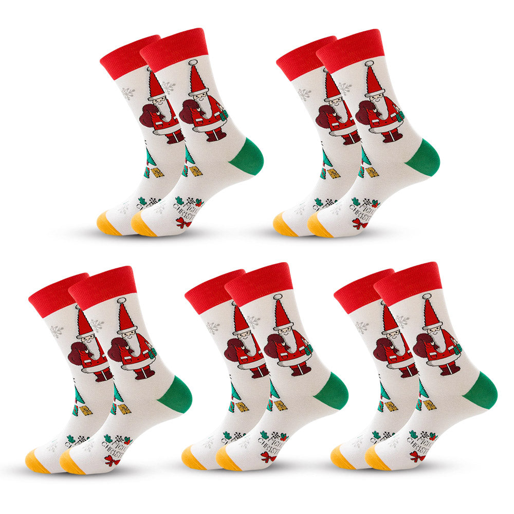Anysox 5 Pairs White Size Size 5-13 Socks Crystal Silk Tide Winter Holiday Design Plus Snowflake Stocking Comfortable To Wear-Socks-PEROZ Accessories