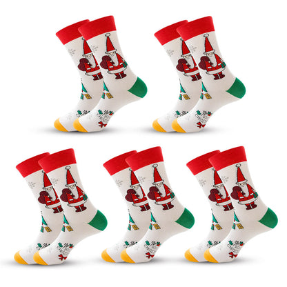 Anysox 5 Pairs White Size Size 5-13 Socks Crystal Silk Tide Winter Holiday Design Plus Snowflake Stocking Comfortable To Wear-Socks-PEROZ Accessories