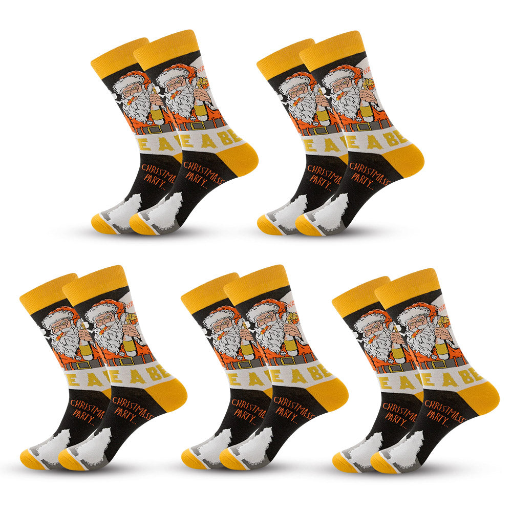 Anysox 5 Pairs Yellow Black Size 5-13 Socks Crystal Silk Tide Winter Holiday Design Plus Snowflake Stocking Comfortable To Wear-Socks-PEROZ Accessories