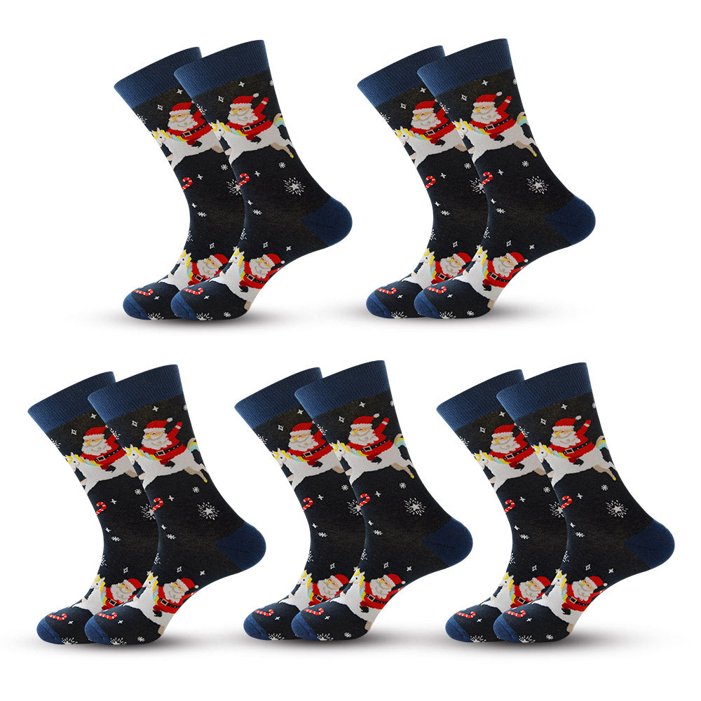Anysox 5 Pairs Black Size 5-13 Socks Crystal Silk Tide Winter Holiday Design Plus Snowflake Stocking Comfortable To Wear-Socks-PEROZ Accessories