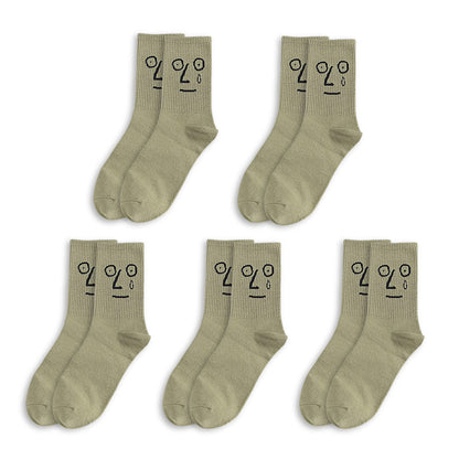 Anysox 5 Pairs One Size 5-9 Green Unisex Wacky Expressions Style Trend Surprise Socks With Candy Colors Funny, Kawaii, Happy Girls Socks For Women-Socks-PEROZ Accessories
