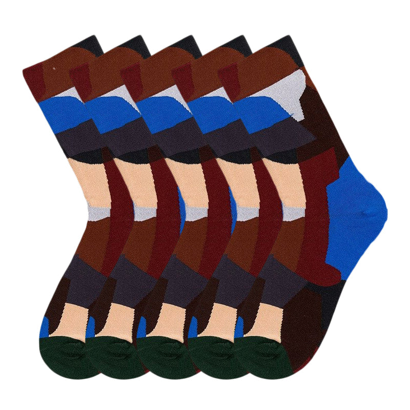 Anysox 5 Pairs Size 5-9 Fashion Socks Combed Cotton Abstract Art Oil Painting Novelty Happy Funny Christmas Gift for Women-Socks-PEROZ Accessories