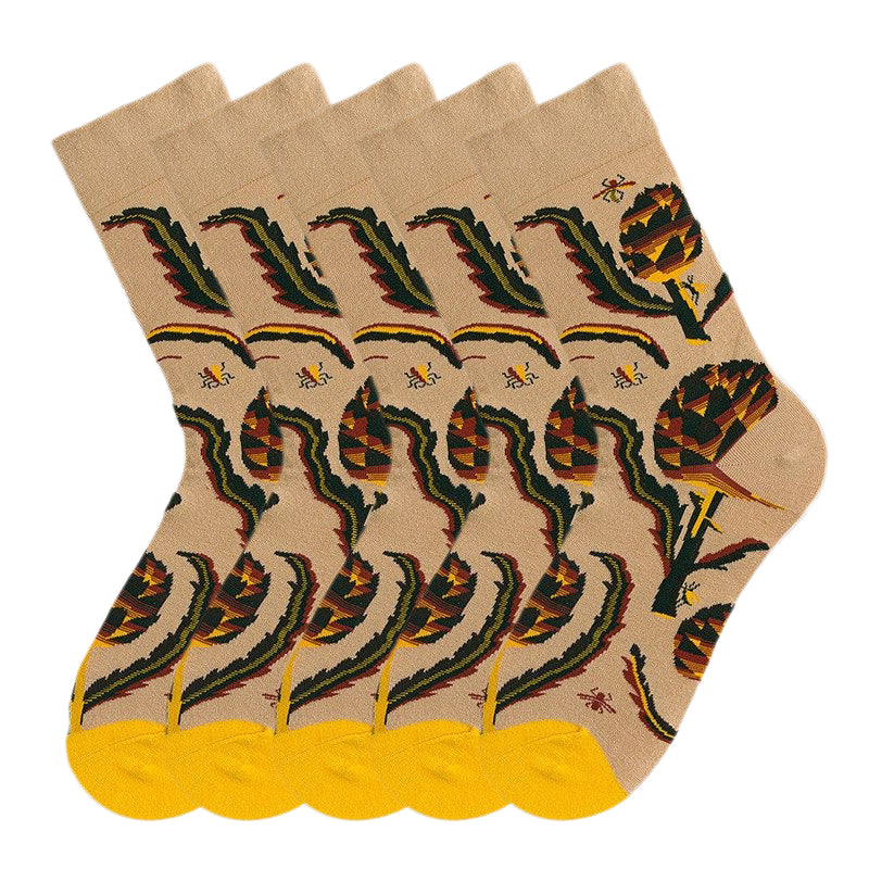 Anysox 5 Pairs Size 5-9 Fashion Socks Combed Cotton Art Abstract Round Flowers Oil Painting Novelty Happy Funny Christmas Gift for Women-Socks-PEROZ Accessories