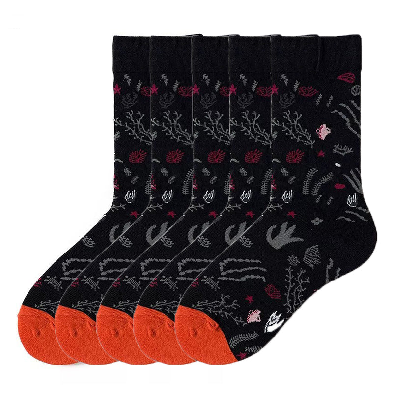 Anysox 5 Pairs Size 5-9 of Fashion Long Sock Cartoon Personalized Creative Random Plants For Men Woman Foot Cold Winter Warm Comfortable Accessories-Socks-PEROZ Accessories