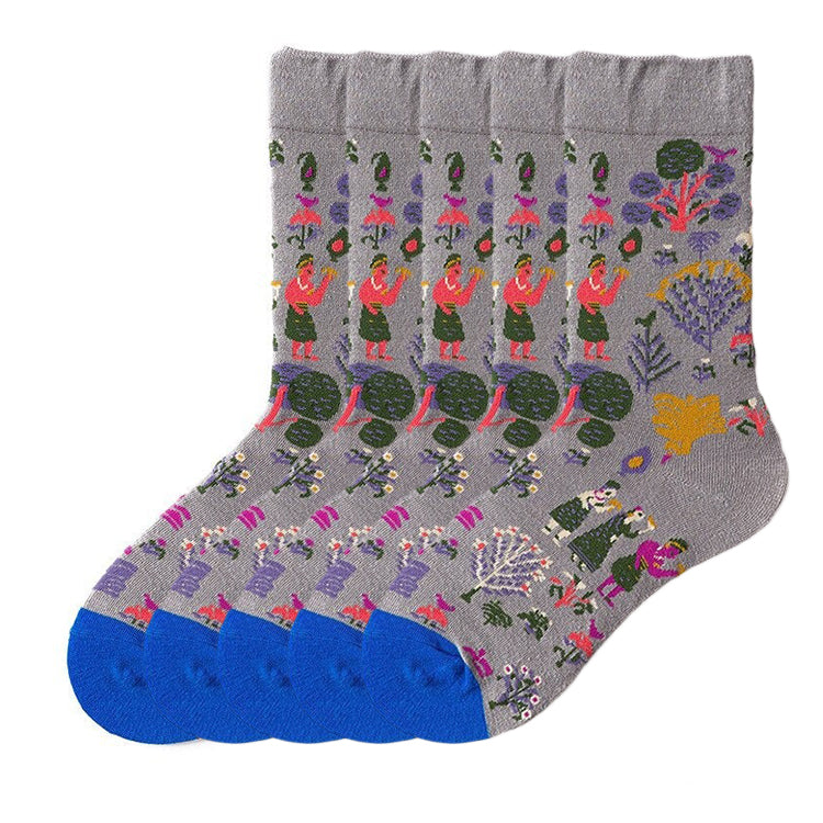 Anysox 5 Pairs Grey Size 5-9 Fashion Sock High-Quality Office Sports Business Long Sock Cotton Solid Colors Skateboard Knitted Casual-Socks-PEROZ Accessories