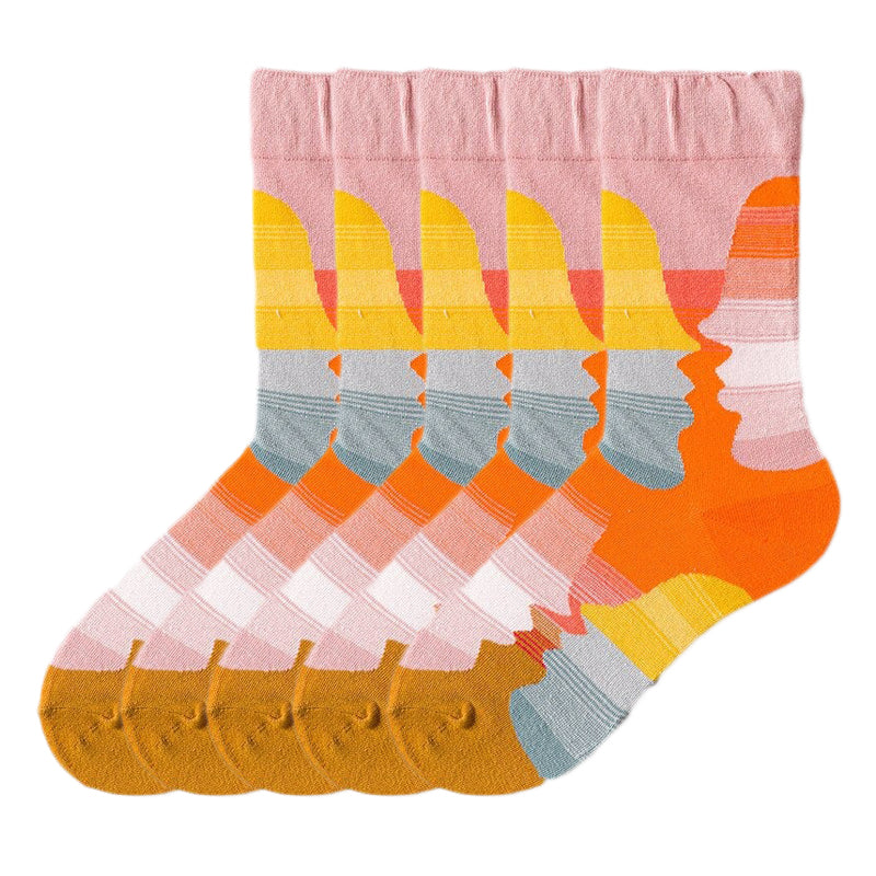Anysox 5 Pairs Size 5-9 Fashion Socks Combed Cotton Art Abstract Kissing Oil Painting Novelty Happy Funny Christmas Gift for Women-Socks-PEROZ Accessories