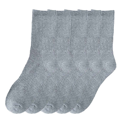 Anysox 5 Pairs Size 6-9 Fashion Socks High Quality Office Sports Business Long Socks Cotton Solid Colors Skateboard Knitted Casual Grey-Socks-PEROZ Accessories