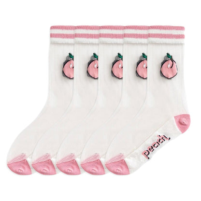 Anysox 5 Pairs Peach Size 5-9 Sock Harajuku Crystal Silk Tide Socks With Flower Vines Comfortable To Wear Prefect For Women-Socks-PEROZ Accessories