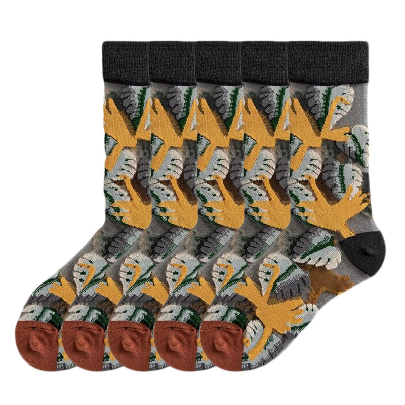 Anysox 5 Pairs Light Grey Size 5-9 Sock Harajuku Crystal Silk Tide Socks With Flower Vines Comfortable To Wear Prefect For Women-Socks-PEROZ Accessories