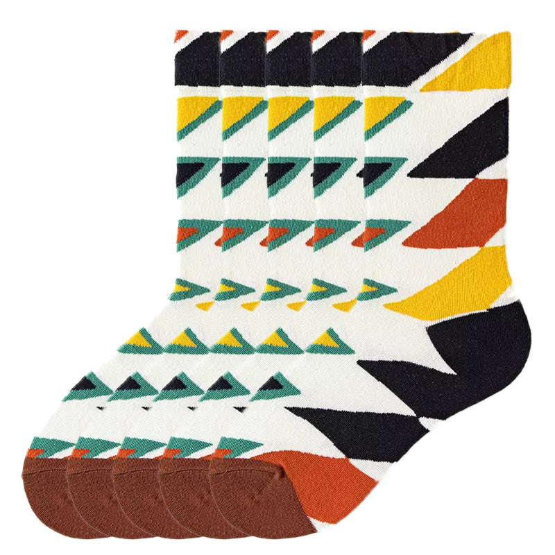 Anysox 5 Pairs Size 5-9 Fashion Long Sock Cartoon Personalized Creative Nature Multi Color Diamond For Men Woman Foot Cold Winter Warm Comfortable Accessories-Socks-PEROZ Accessories