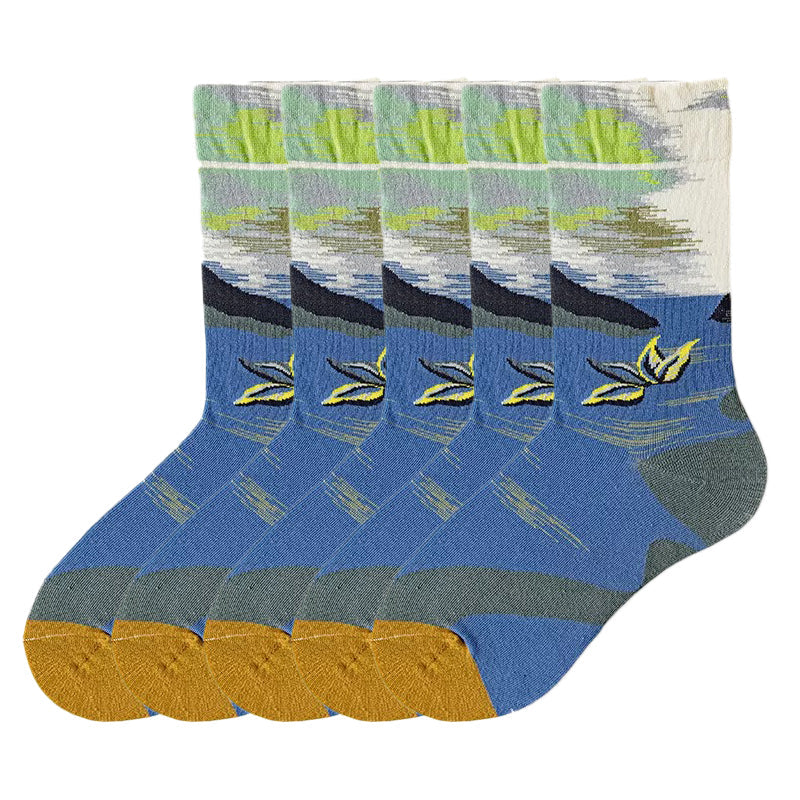 Anysox 5 Pairs Size 5-9 of Fashion Long Sock Cartoon Personalized Creative Nature Fish Tail For Men Woman Foot Cold Winter Warm Comfortable-Socks-PEROZ Accessories