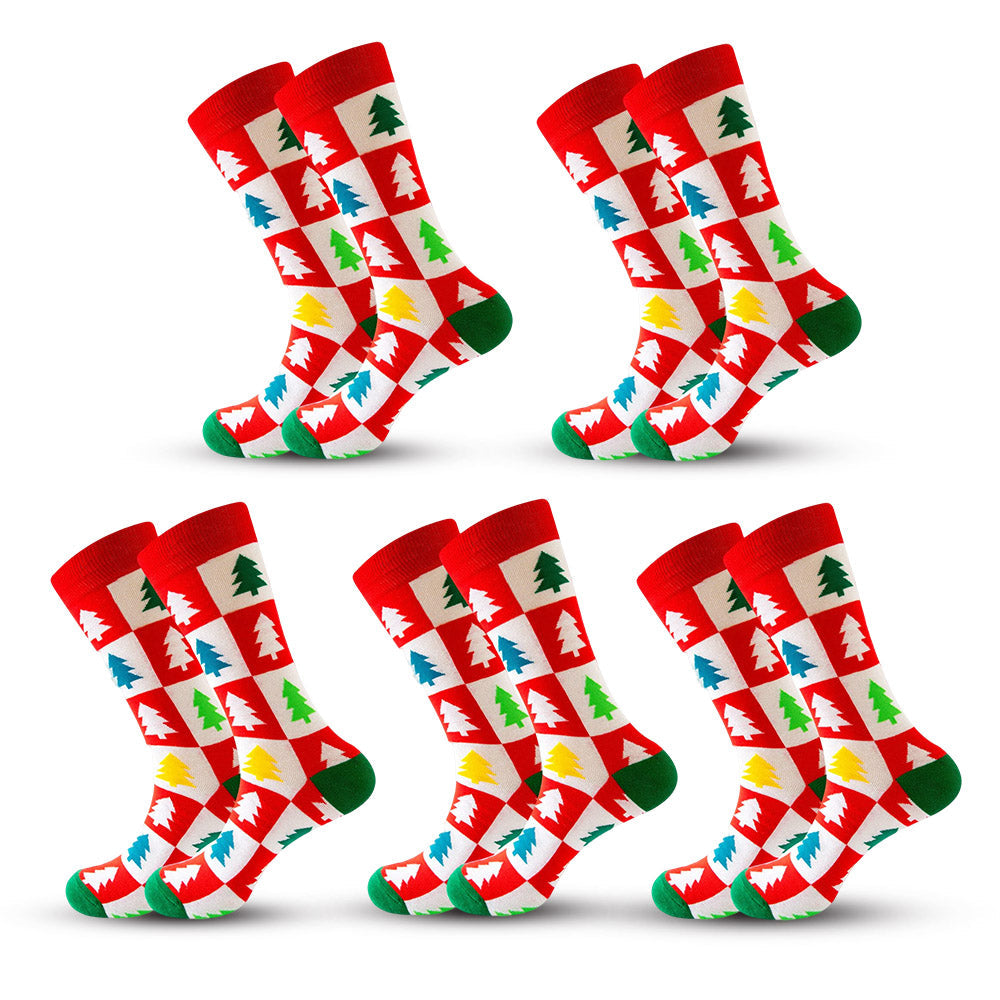 Anysox 5 Pairs Yellow Red Size 5-13 Socks Crystal Silk Tide Winter Holiday Design Plus Snowflake Stocking Comfortable To Wear Perfect For Women-Socks-PEROZ Accessories