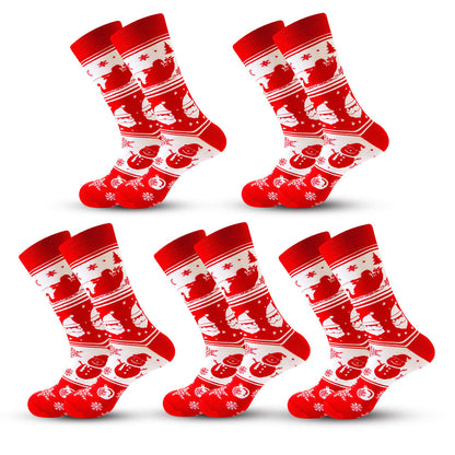 Anysox 5 Pairs Red White Size 5-13 Socks Crystal Silk Tide Winter Holiday Design Plus Snowflake Stocking Comfortable To Wear Perfect For Women-Socks-PEROZ Accessories