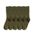 Anysox 5 Pairs One Size 36-43 Green Retro Long Knitted Socks Cotton Autumn Winter Solid Color Women Student Girls-Socks-PEROZ Accessories