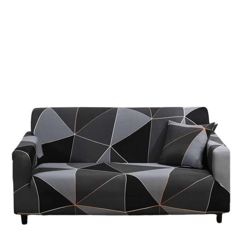 Anyhouz 4 Seater Sofa Cover Gray Triangular Geometric Style and Protection For Living Room Sofa Chair Elastic Stretchable Slipcover-Slipcovers-PEROZ Accessories