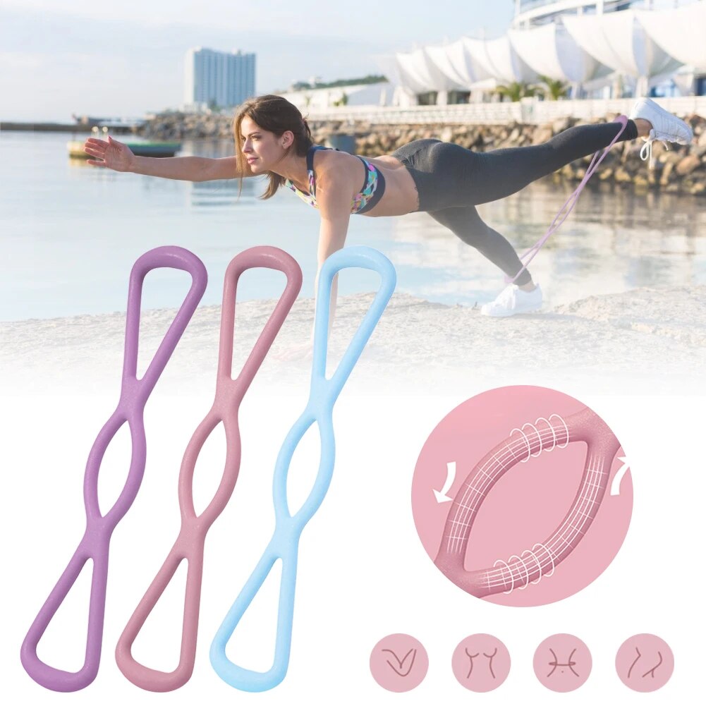 Anyfit Blue Resistance Band 8 Word Chest Expander Rubber Elastic Muscle Training Tubing Tension Sports Exercise Yoga Portable Fitness Bands-Exercise &amp; Fitness-PEROZ Accessories