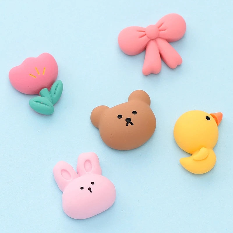 Anykidz 5pcs Yellow Bird &amp; Brown Bear Design Shoe Charm Accessories Jeans Clogs Pendant Pin Designer Ornament Jibbitz for Crocs-Shoe Charms-PEROZ Accessories