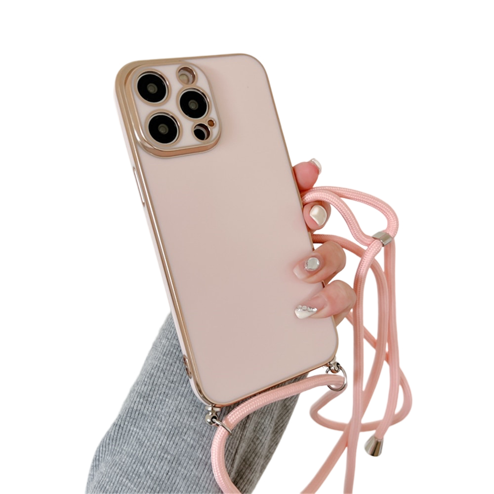 Anymob iPhone Case Pink Necklace Lanyard Silicon Phone Cord Strap Cover-Mobile Phone Cases-PEROZ Accessories