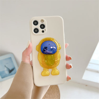 Anymob iPhone Case Yellow Cartoon Astronaut Transparent Soft Silicone Kickstand Cover-Mobile Phone Cases-PEROZ Accessories