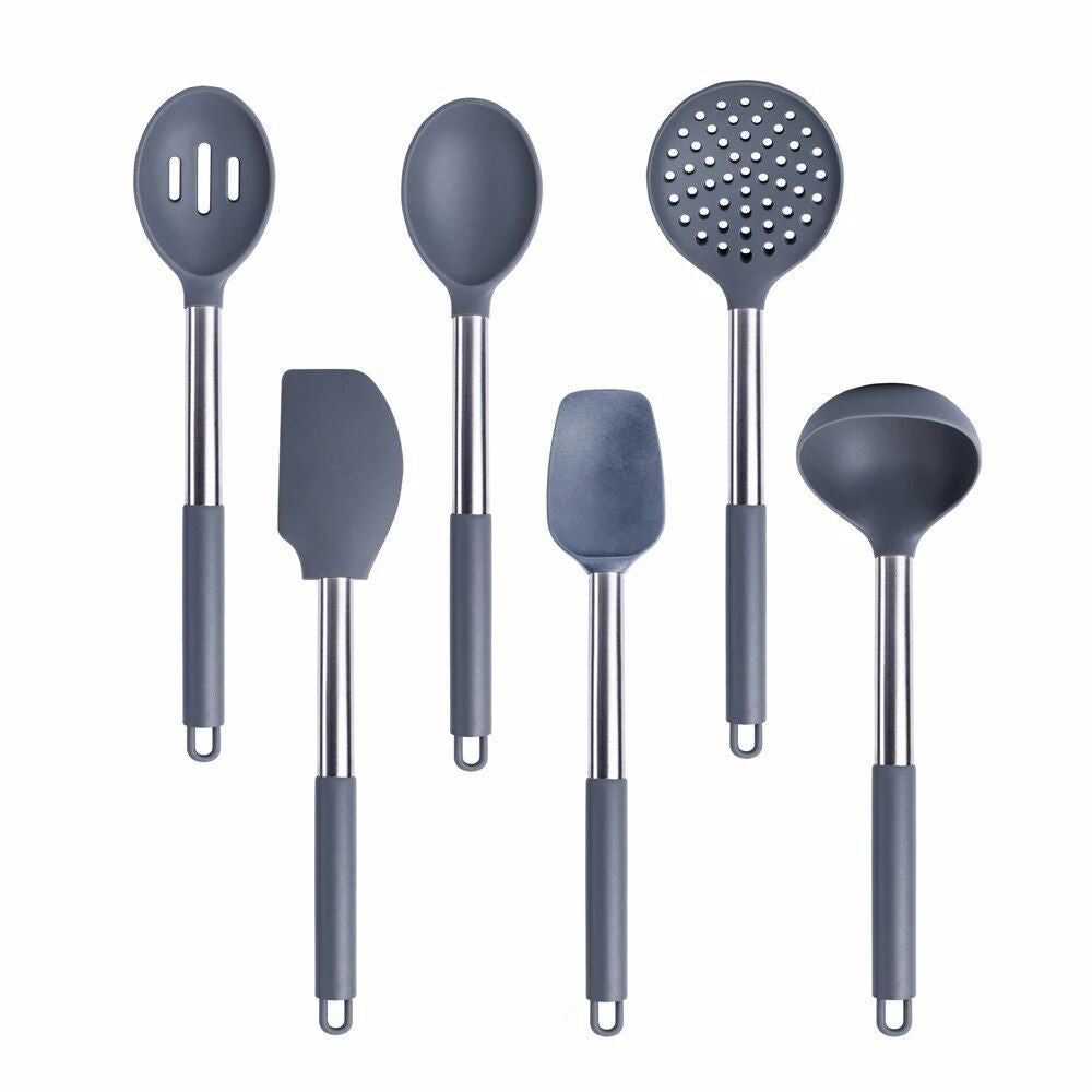 Anygleam Kitchen Utensils Non-stick Grey/ Silver 6 Set Cooking Tool Accessories Heat Resistant Kitchenware-PEROZ Accessories