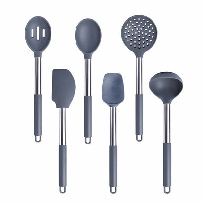 Anygleam Kitchen Utensils Non-stick Grey/ Silver 6 Set Cooking Tool Accessories Heat Resistant Kitchenware-PEROZ Accessories