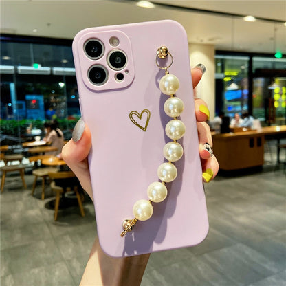 Anymob iPhone Case Purple Soft Pearl Bracelet Love Heart Silicone Bumper Cover-Mobile Phone Cases-PEROZ Accessories