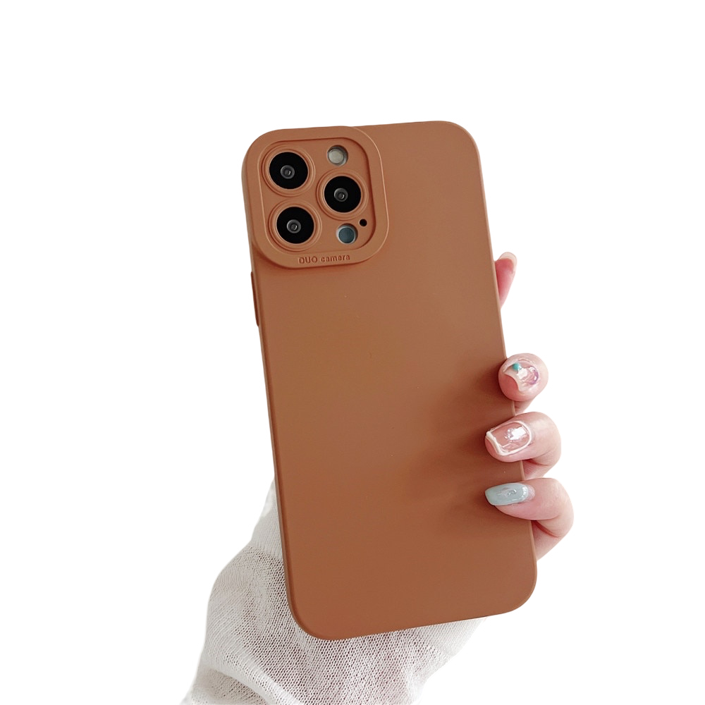 Anymob iPhone Case Brown Luxury Soft Liquid Silicone Lens Protection Shockproof Bumper Back Cover-Mobile Phone Cases-PEROZ Accessories