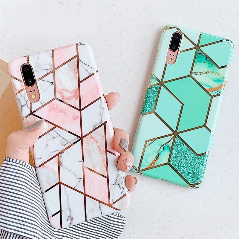 Anymob Samsung Peach Marble Flower Case Back Cover Art Leaf Silicone Phone Protection-Mobile Phone Cases-PEROZ Accessories