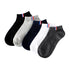 Anysox 5 Pairs One Size 5-11 Grayscale Spring Summer Unisex Navy Solid Striped Cotton Ankle Casual Socks-Socks-PEROZ Accessories