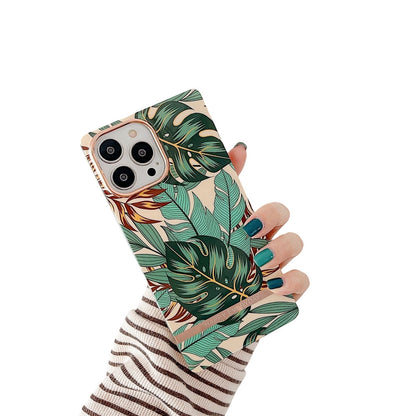 Anymob iPhone Green Leaf Electroplated Vintage Case Soft Silicone Shockproof Phone Cover-Mobile Phone Cases-PEROZ Accessories