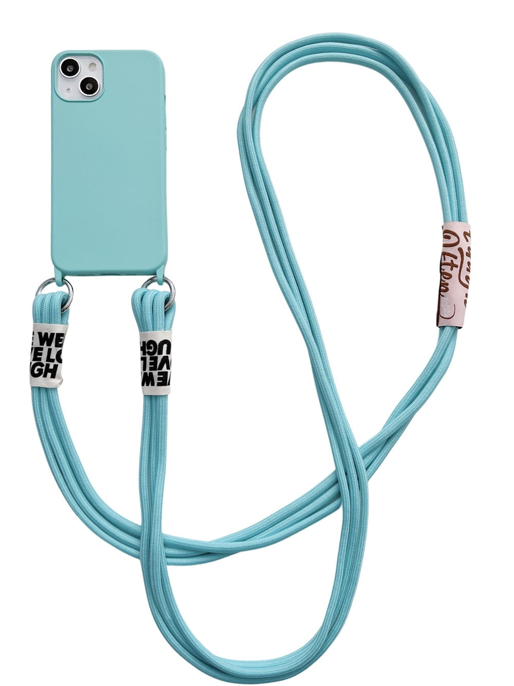 Anymob iPhone Blue Crossbody Lanyard Neck Strap Cord Case Matte Soft Silicone Cover-Mobile Phone Cases-PEROZ Accessories